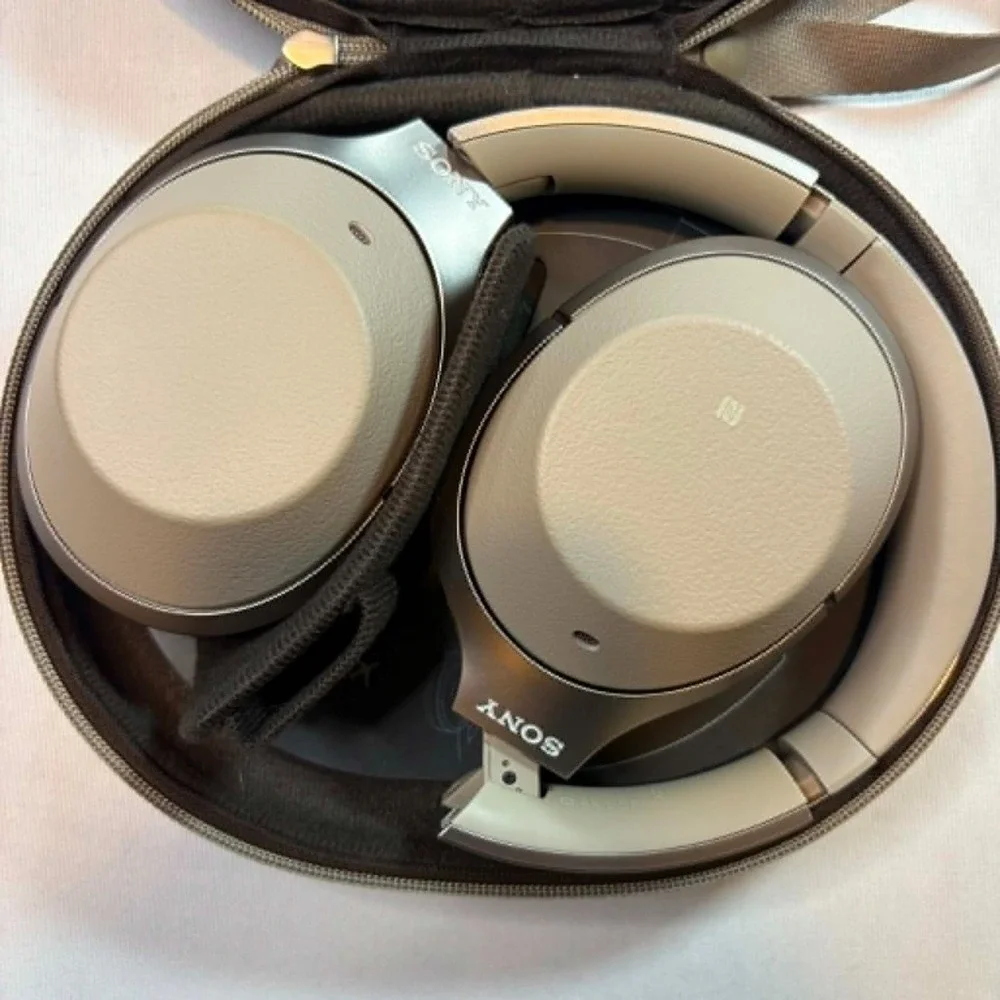 Sony WH-1000XM2 Wireless Noise Canceling Over Ear Headphones Gold Case TESTED
